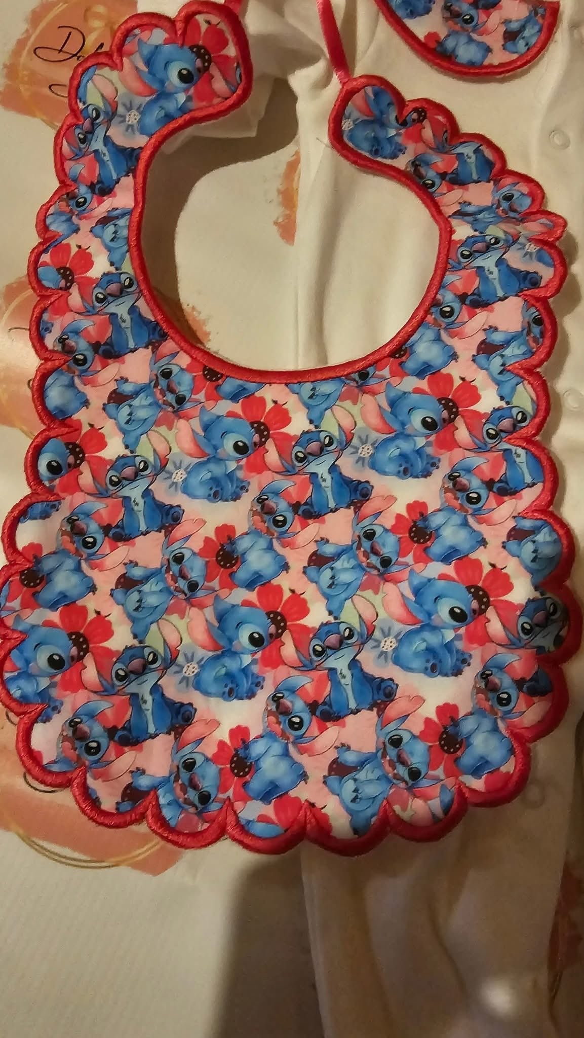 Stitch Babygrow with Collars & Handmade Bib IN STOCK/READY TO POST