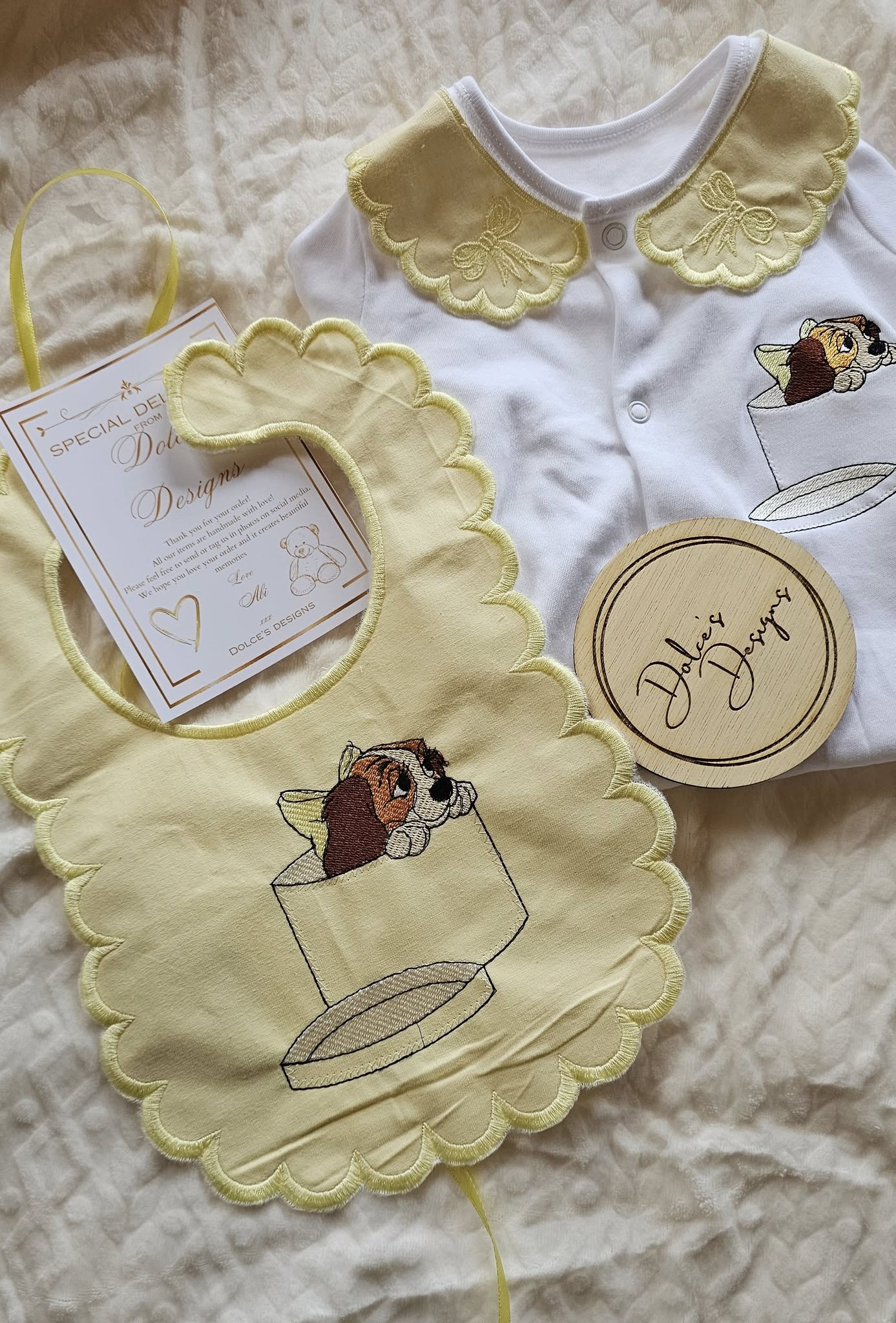 Yellow Lady Babygrow & Bib Set