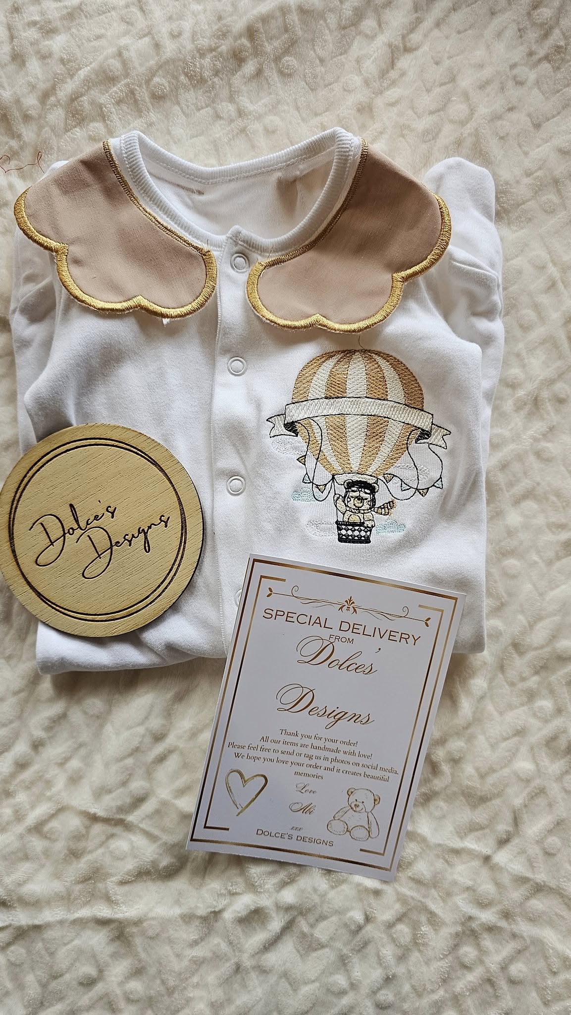 Unisex Hot Air Balloon Babygrow with Collars