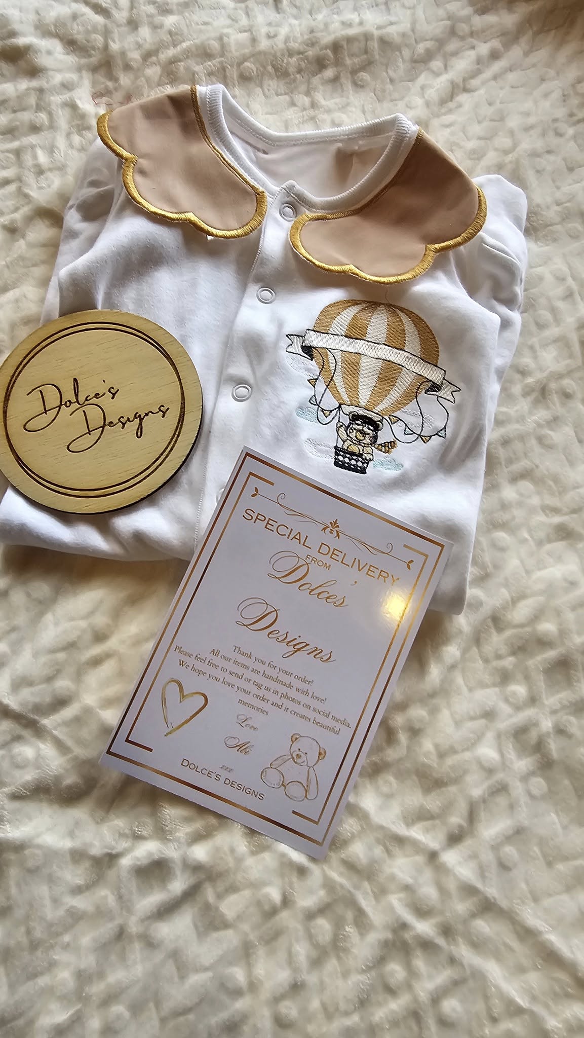 Unisex Hot Air Balloon Babygrow with Collars