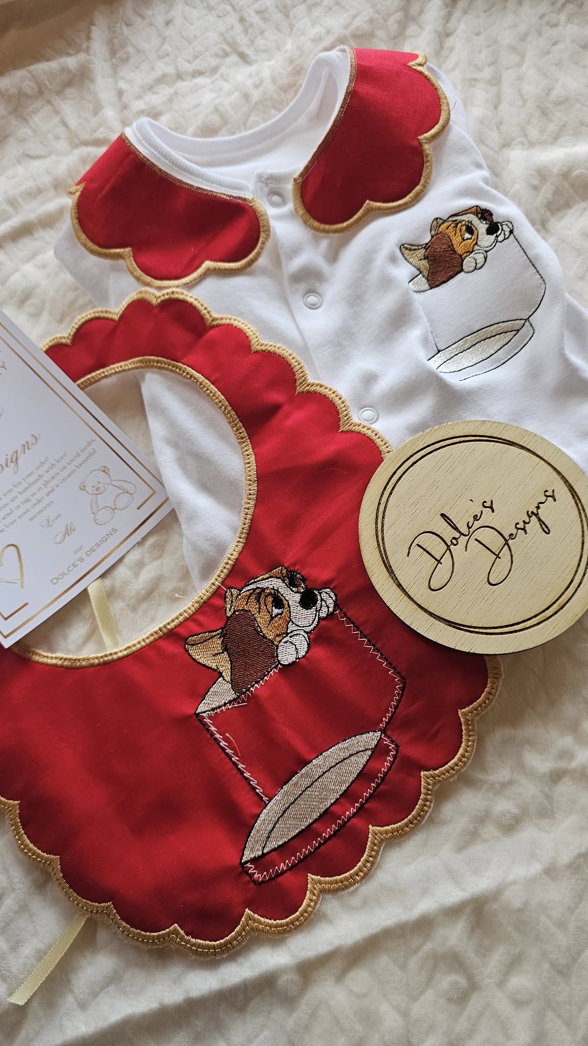 Red Lady Bow Set Babygrow & Bib