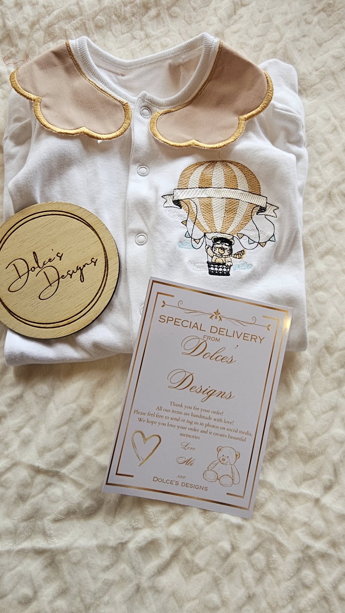 Unisex Hot Air Balloon Babygrow with Collars