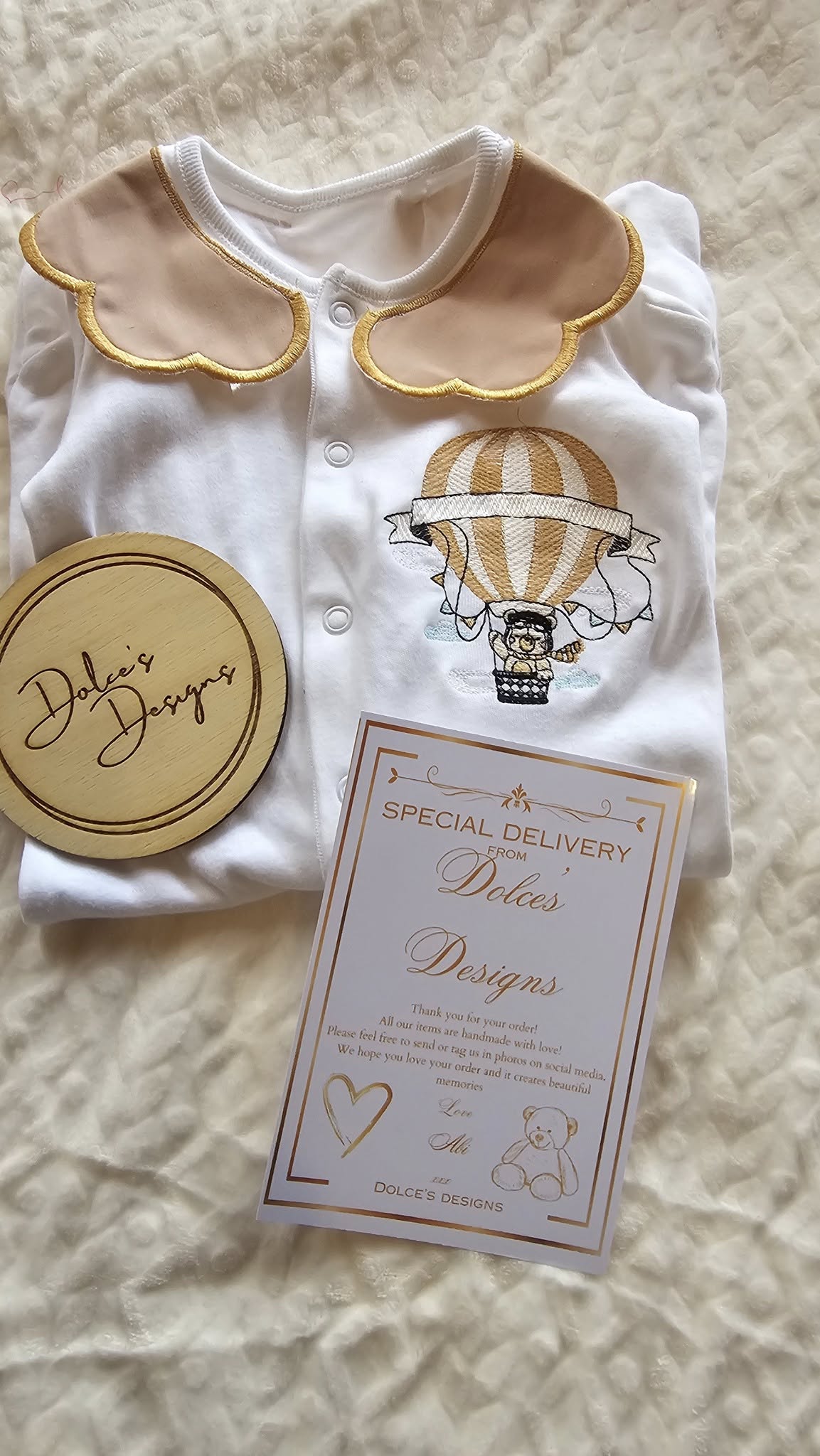 Unisex Hot Air Balloon Babygrow with Collars