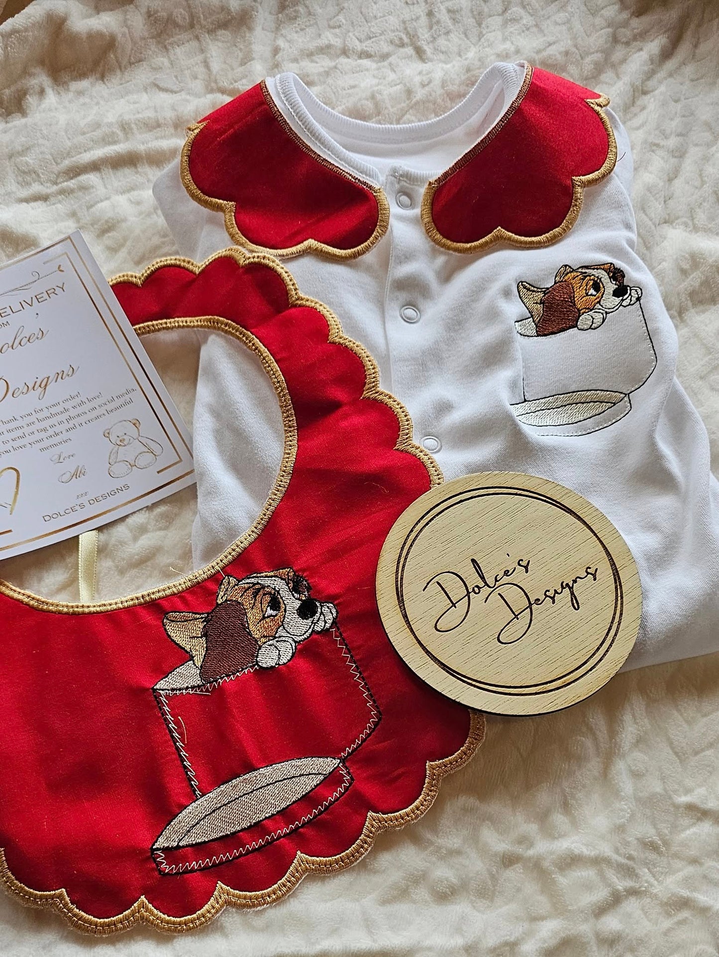 Red Lady Bow Set Babygrow & Bib