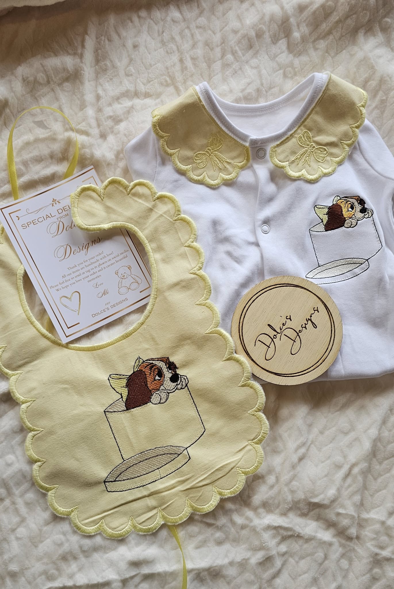 Yellow Lady Babygrow & Bib Set