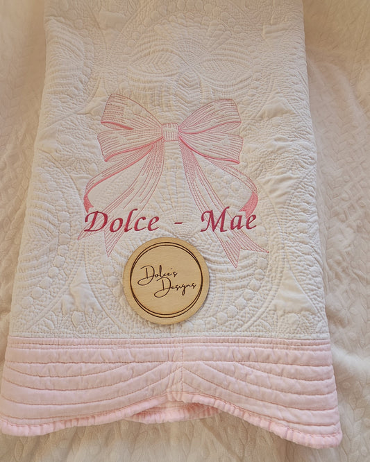 Baby Quilted Blanket Pink or Blue