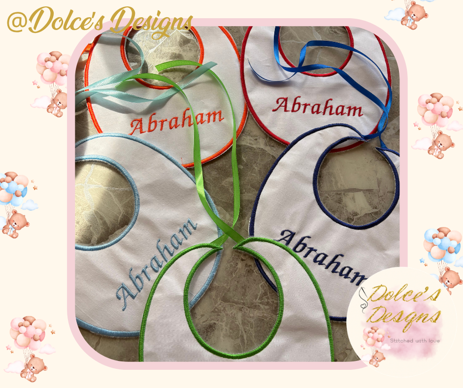 Personalised Baby Bib Set of 5 | Round Edge Bibs | Custom Name Embroidery | Choose Colour Set | Baby Gift Set UK