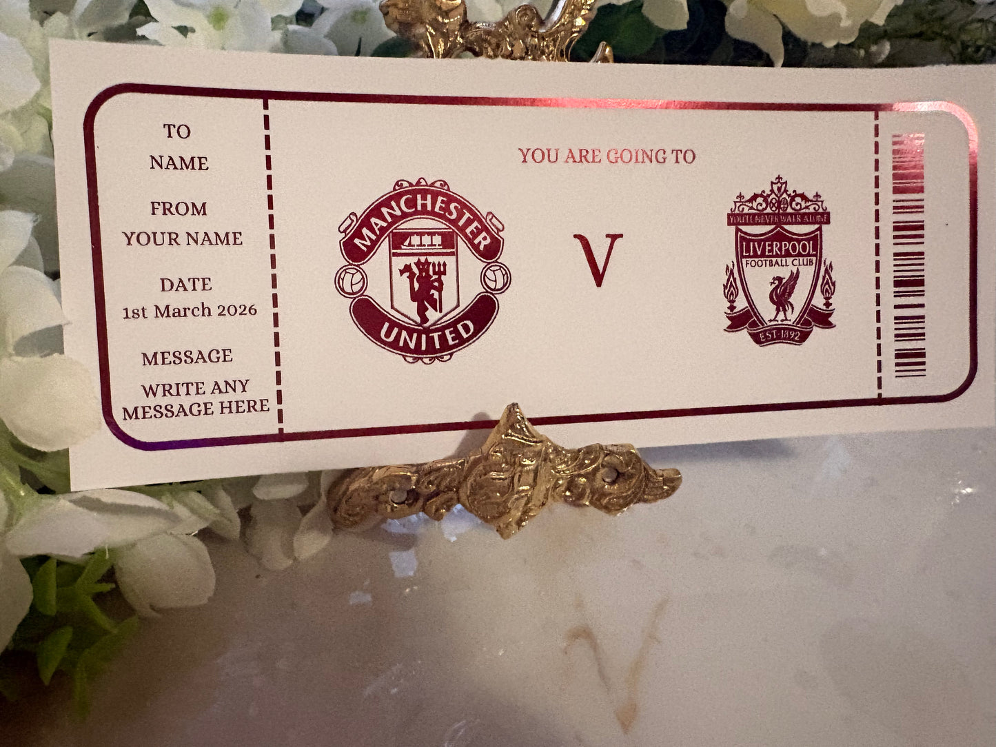 Personalised Football Match Foil Ticke
