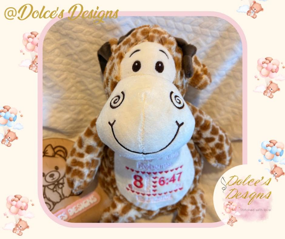 Personalised Birth Announcement Teddy – Custom New Baby Keepsake Teddy | Name, Date, Time & Weight Embroidered