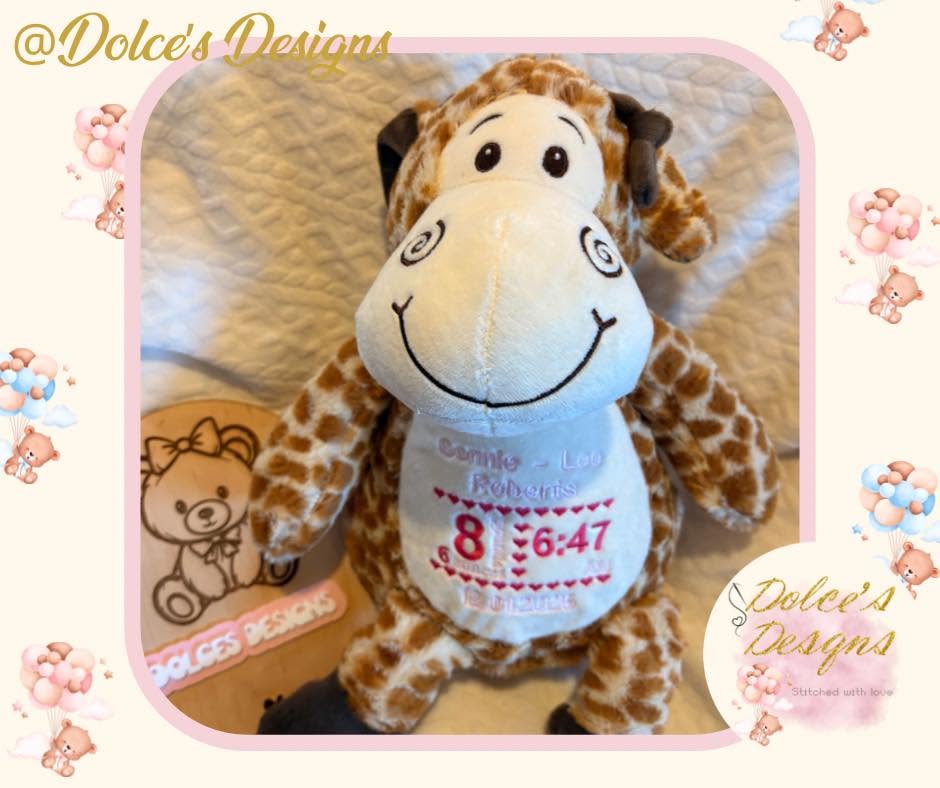 Personalised Birth Announcement Teddy – Custom New Baby Keepsake Teddy | Name, Date, Time & Weight Embroidered