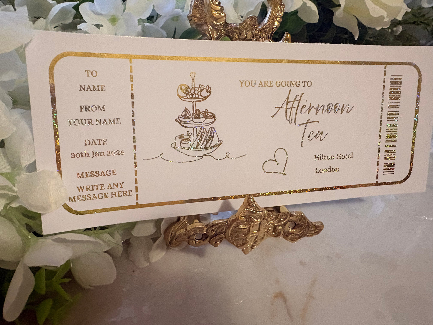 Personalised Afternoon Tea Foil Ticket 🫖✨