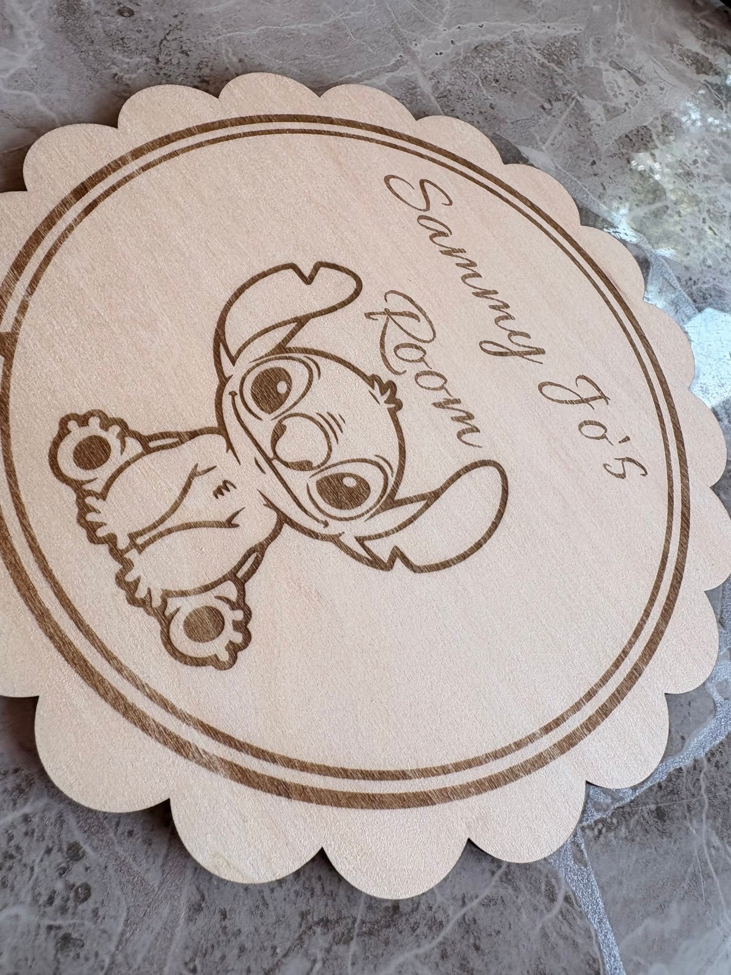 Personalised Stitch Bedroom Door Sign – Custom Wooden Name Plaque | Nursery, Bedroom & Playroom Decor