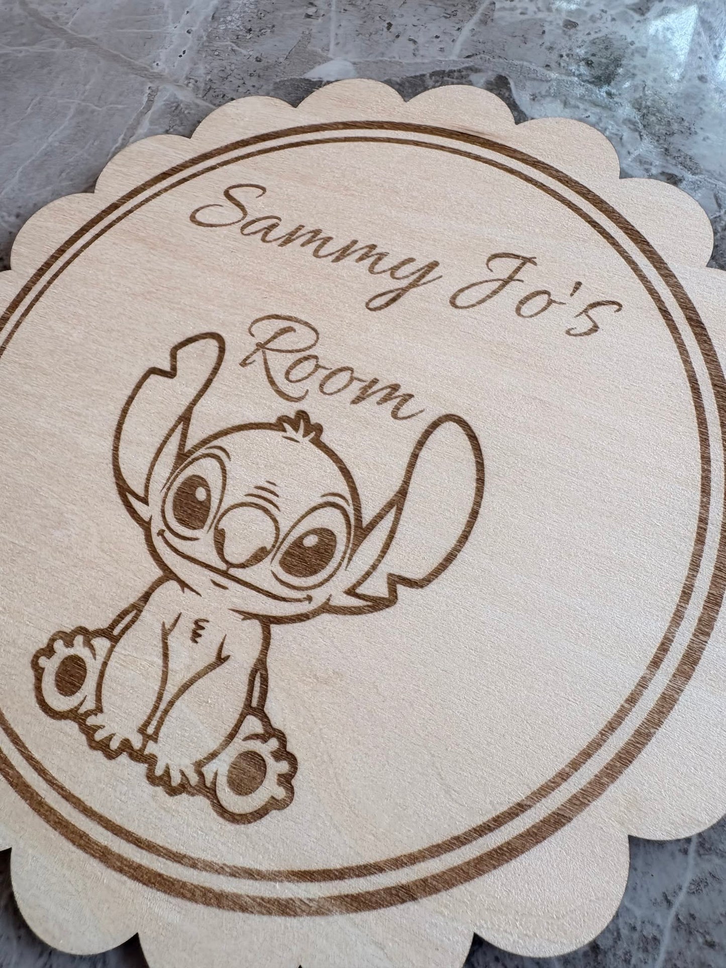 Personalised Stitch Bedroom Door Sign – Custom Wooden Name Plaque | Nursery, Bedroom & Playroom Decor