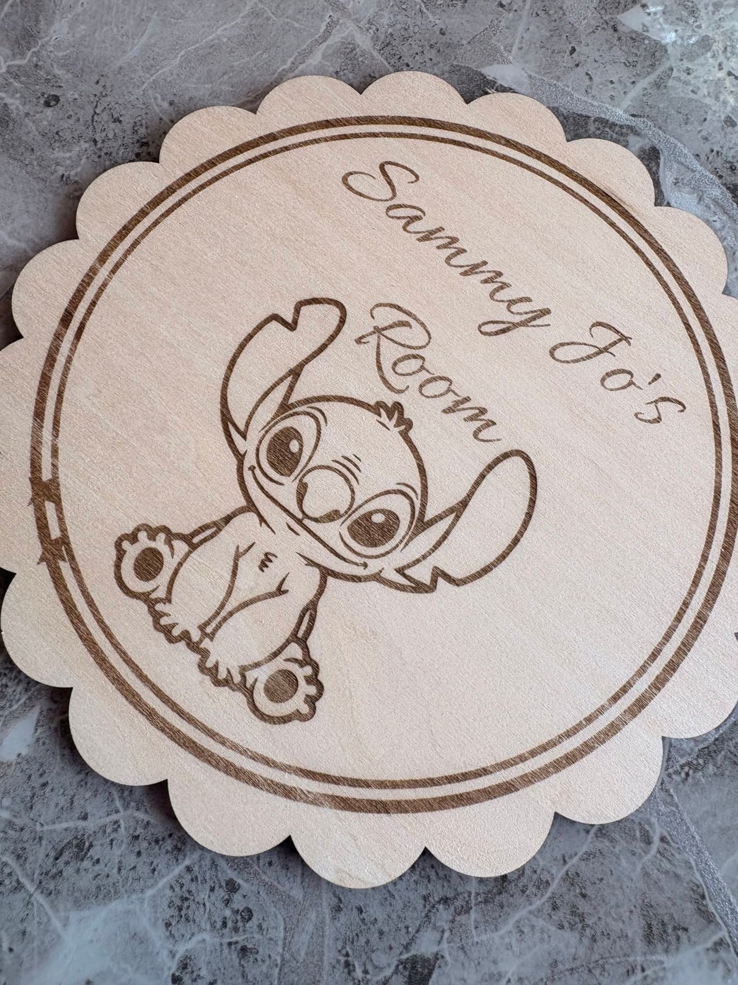 Personalised Stitch Bedroom Door Sign – Custom Wooden Name Plaque | Nursery, Bedroom & Playroom Decor