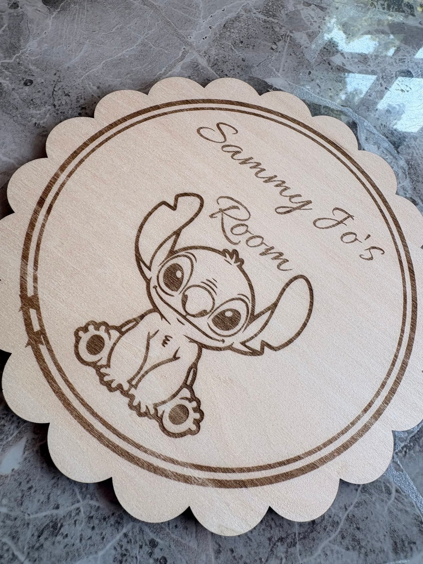 Personalised Stitch Bedroom Door Sign – Custom Wooden Name Plaque | Nursery, Bedroom & Playroom Decor