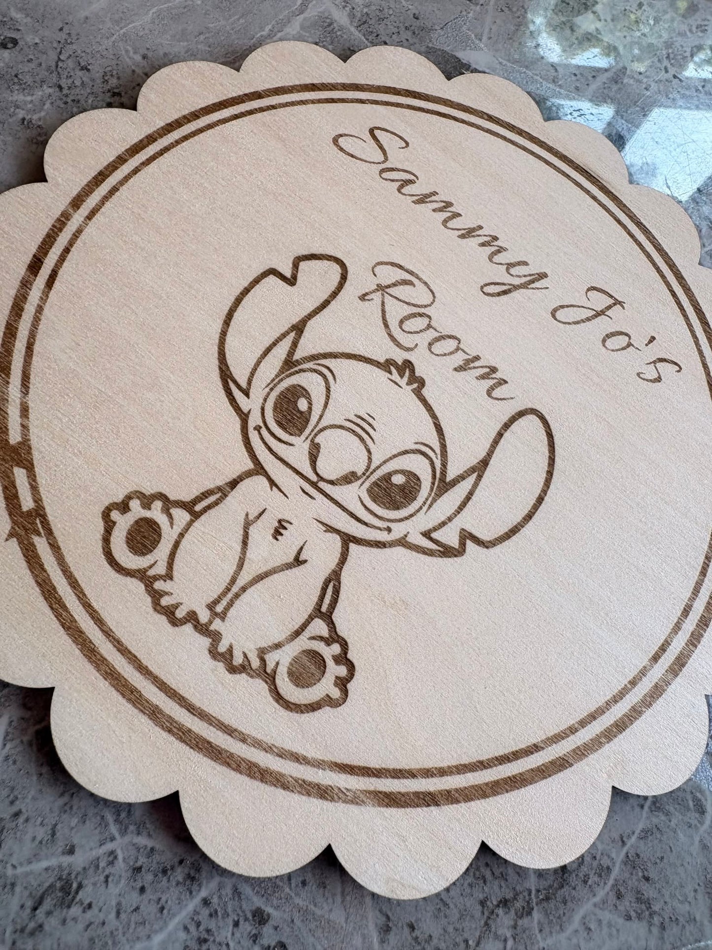 Personalised Stitch Bedroom Door Sign – Custom Wooden Name Plaque | Nursery, Bedroom & Playroom Decor