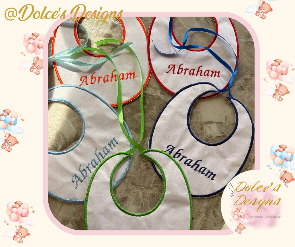 Personalised Baby Bib Set of 5 | Round Edge Bibs | Custom Name Embroidery | Choose Colour Set | Baby Gift Set UK