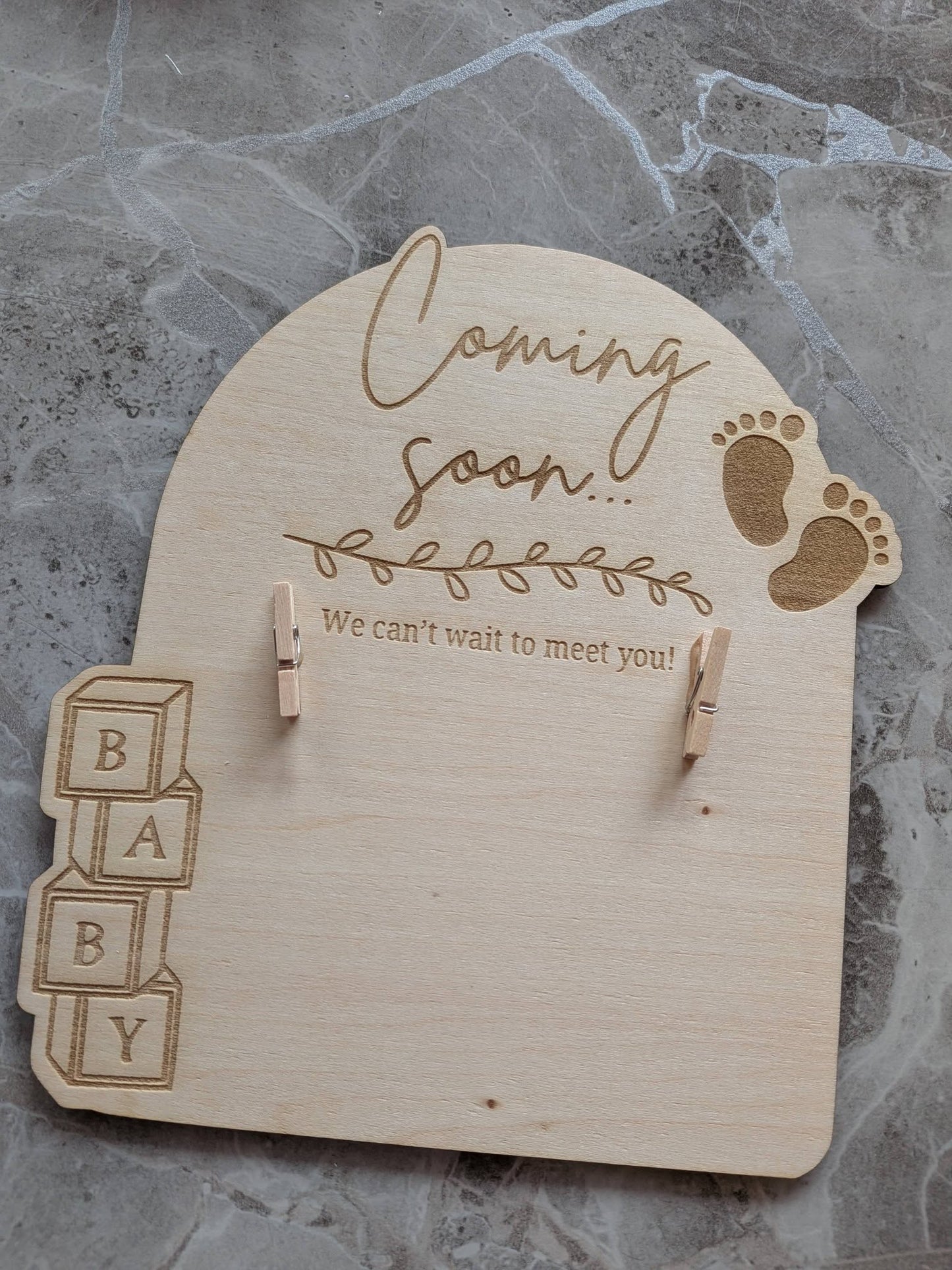 Coming Soon Baby Scan Photo Frame | Wooden Pregnancy Keepsake Plaque