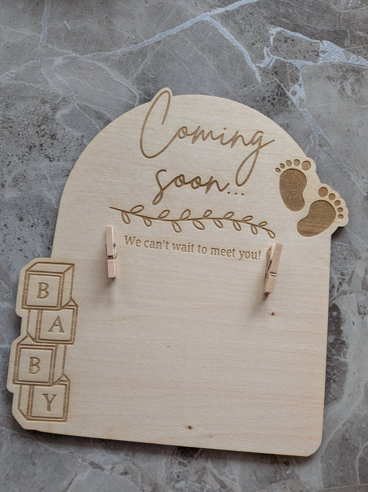 Coming Soon Baby Scan Photo Frame | Wooden Pregnancy Keepsake Plaque