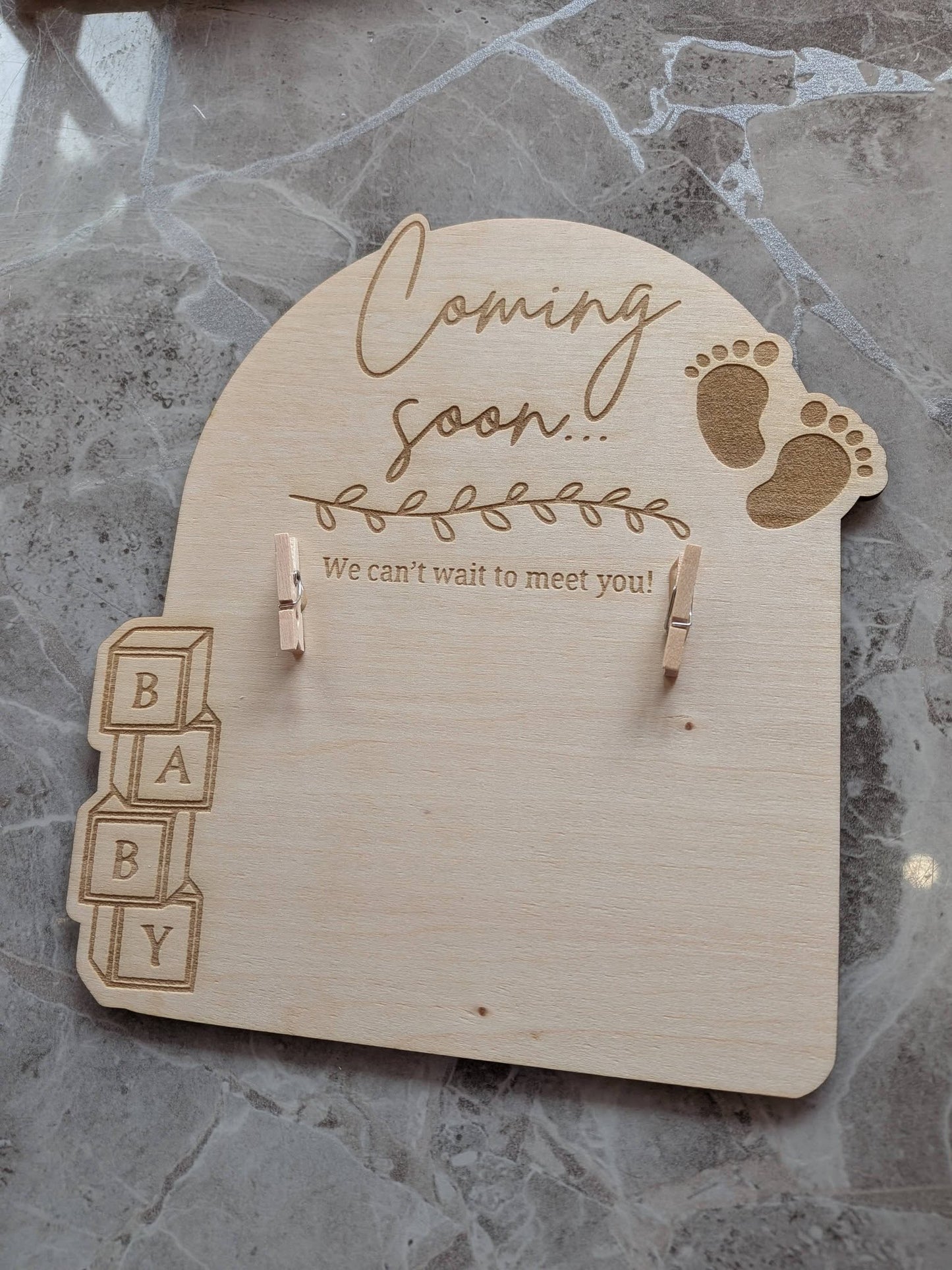 Coming Soon Baby Scan Photo Frame | Wooden Pregnancy Keepsake Plaque