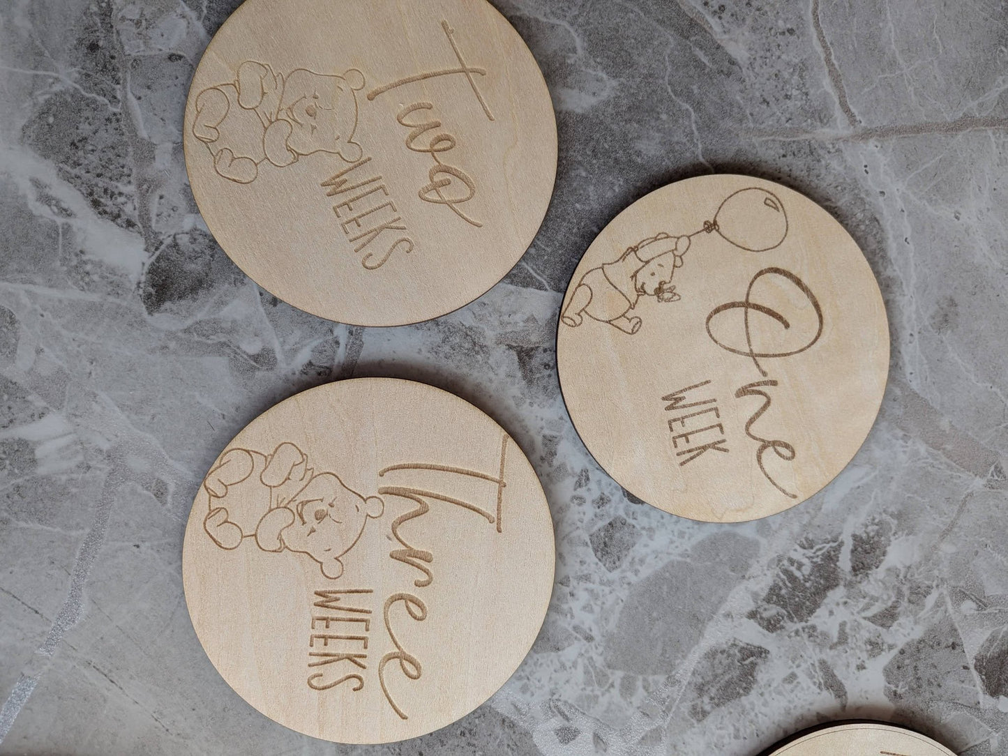 Pooh Bear Baby Milestone Discs | Wooden Monthly Baby Photo Props