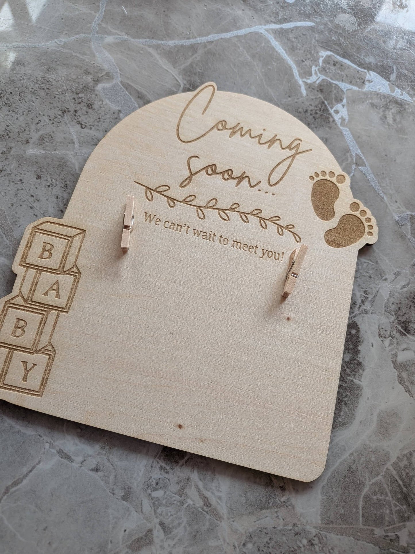 Coming Soon Baby Scan Photo Frame | Wooden Pregnancy Keepsake Plaque