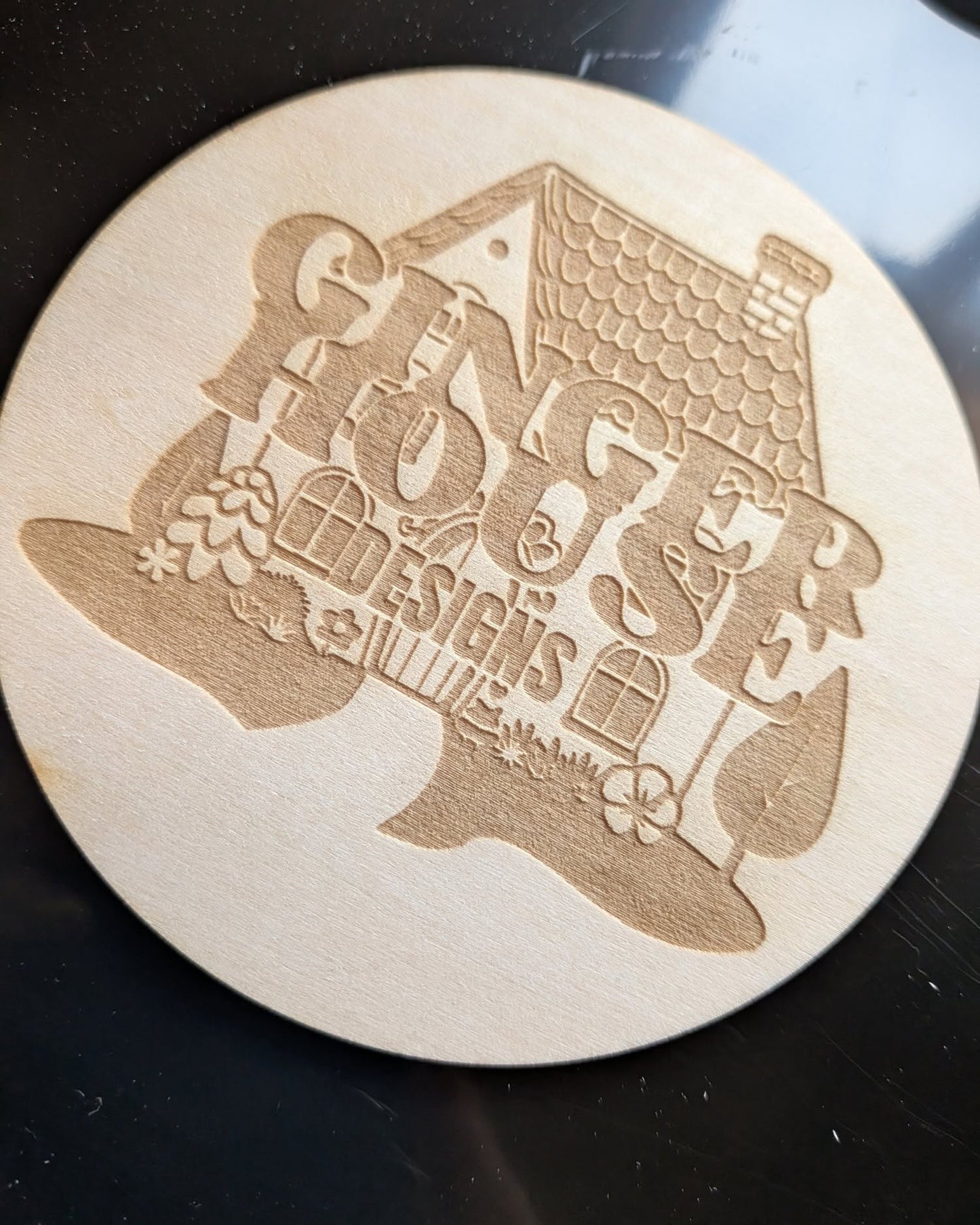 Personalised Business Logo Photo Prop Disc – Custom Wooden Branding Prop for Product Photography & Social Media