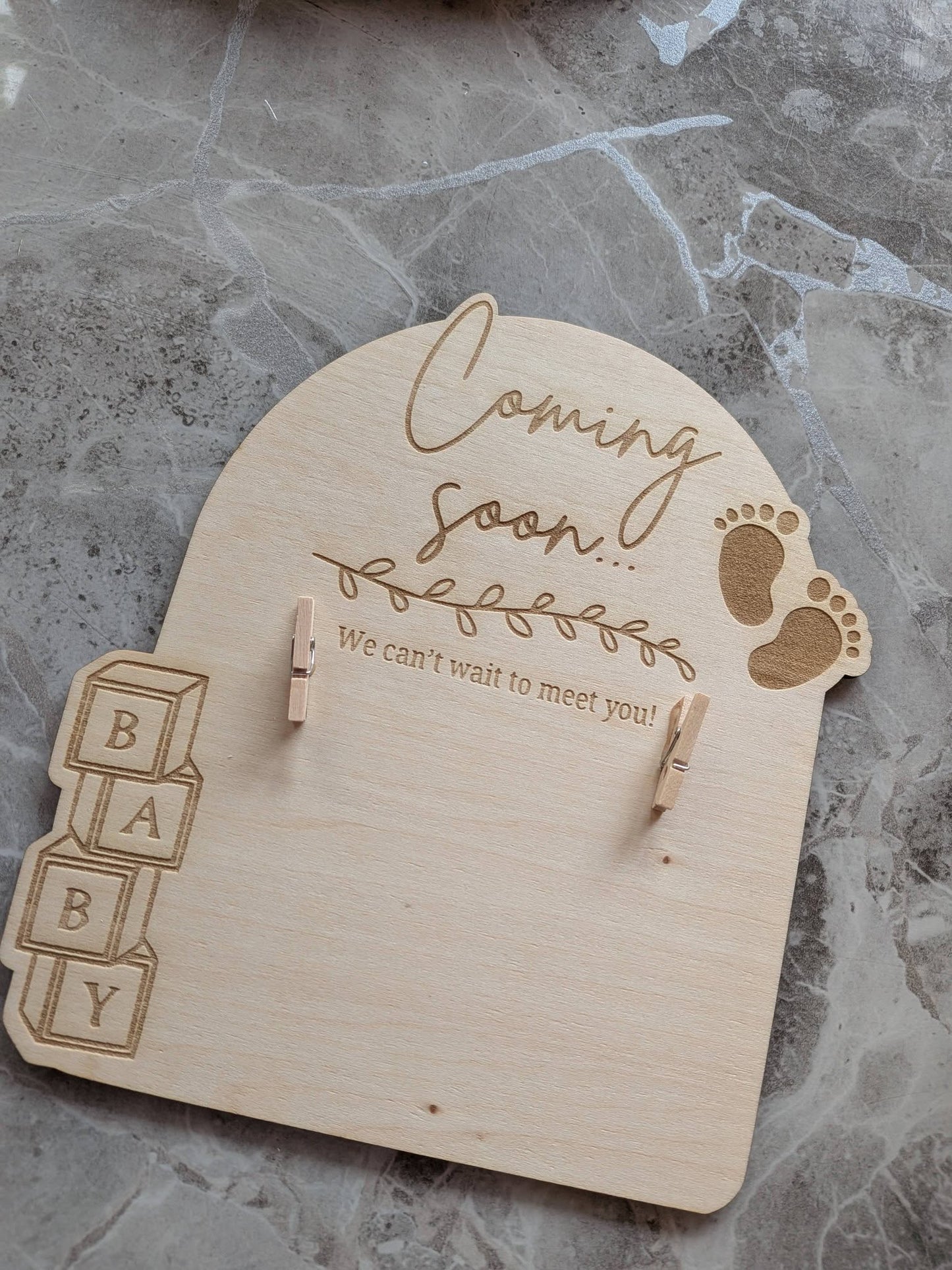 Coming Soon Baby Scan Photo Frame | Wooden Pregnancy Keepsake Plaque
