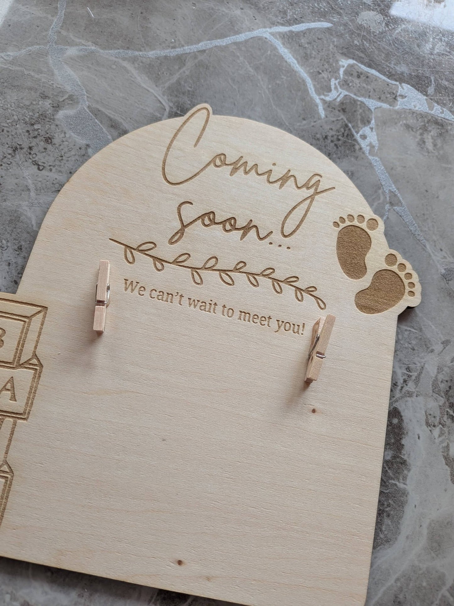 Coming Soon Baby Scan Photo Frame | Wooden Pregnancy Keepsake Plaque