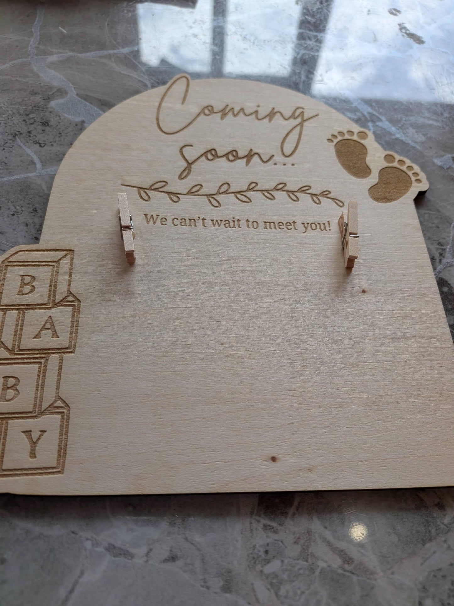 Coming Soon Baby Scan Photo Frame | Wooden Pregnancy Keepsake Plaque