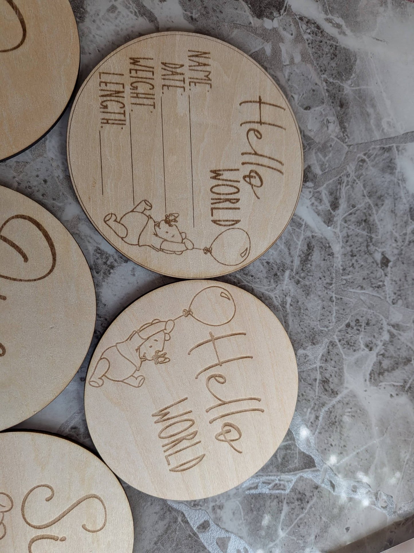 Pooh Bear Baby Milestone Discs | Wooden Monthly Baby Photo Props