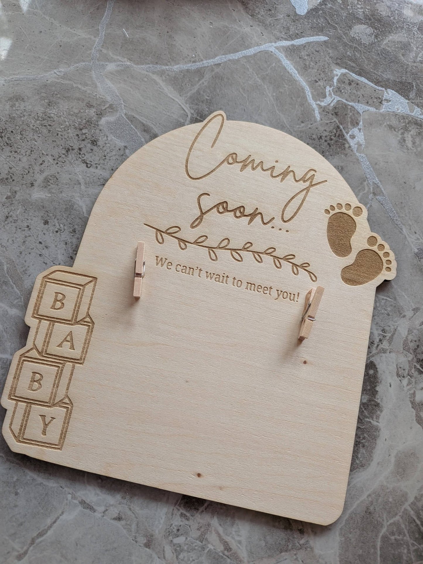 Coming Soon Baby Scan Photo Frame | Wooden Pregnancy Keepsake Plaque