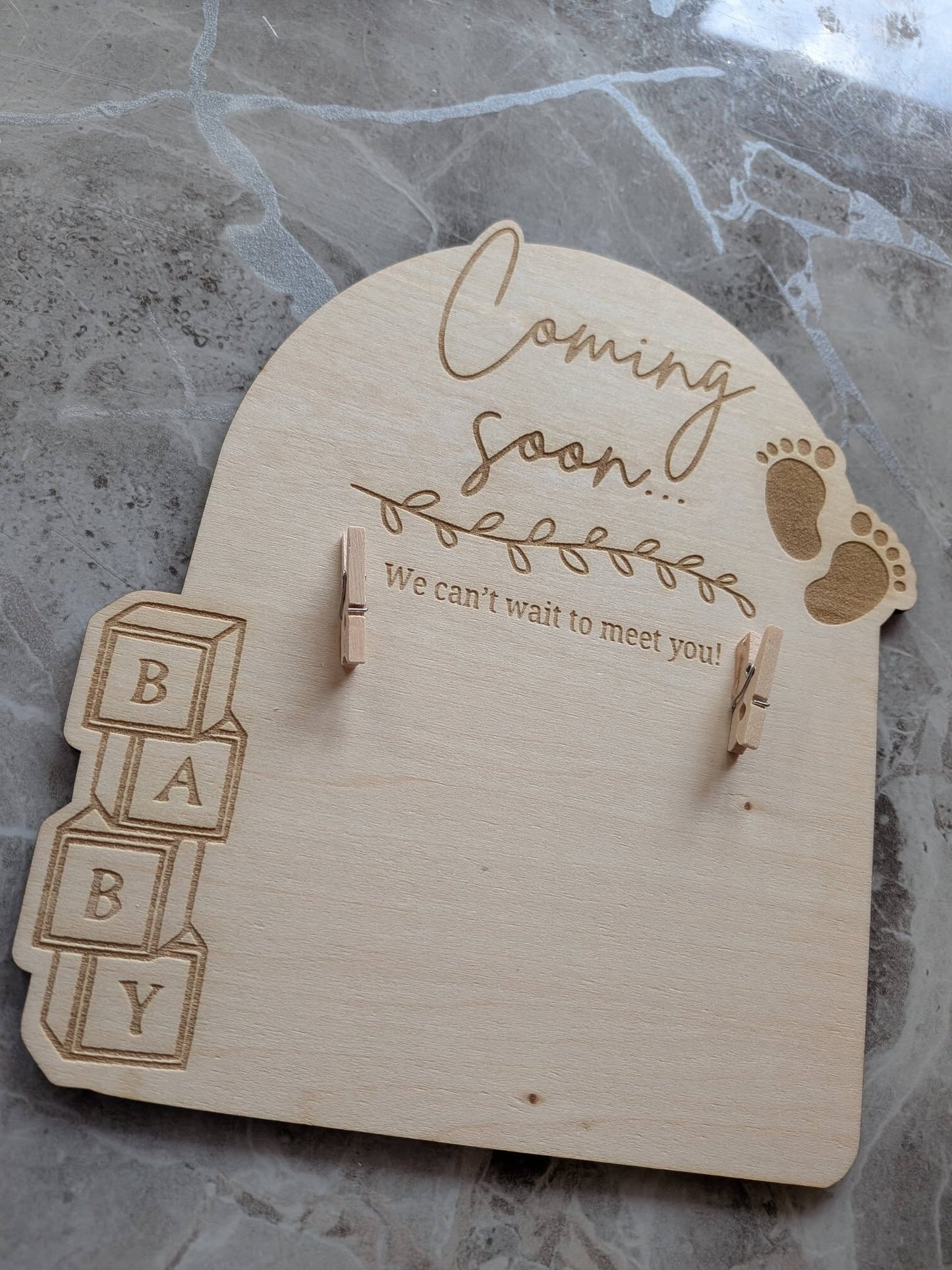 Coming Soon Baby Scan Photo Frame | Wooden Pregnancy Keepsake Plaque