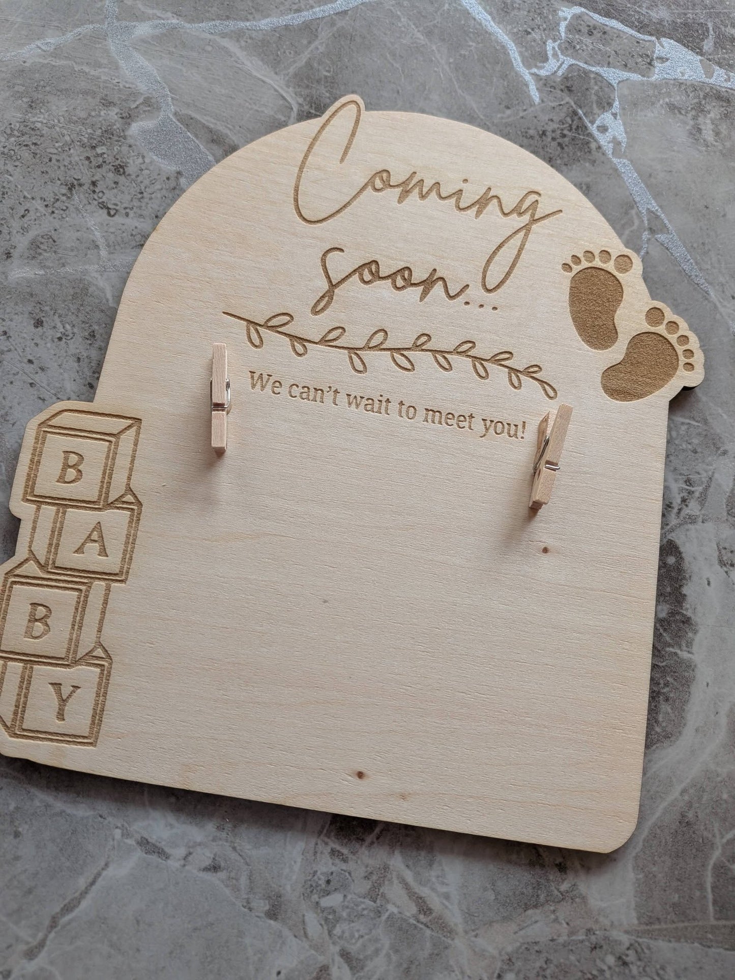 Coming Soon Baby Scan Photo Frame | Wooden Pregnancy Keepsake Plaque