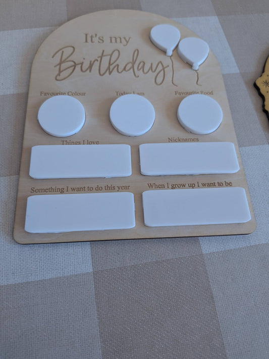 Reusable Birthday Board – Wooden Birthday Interview Board