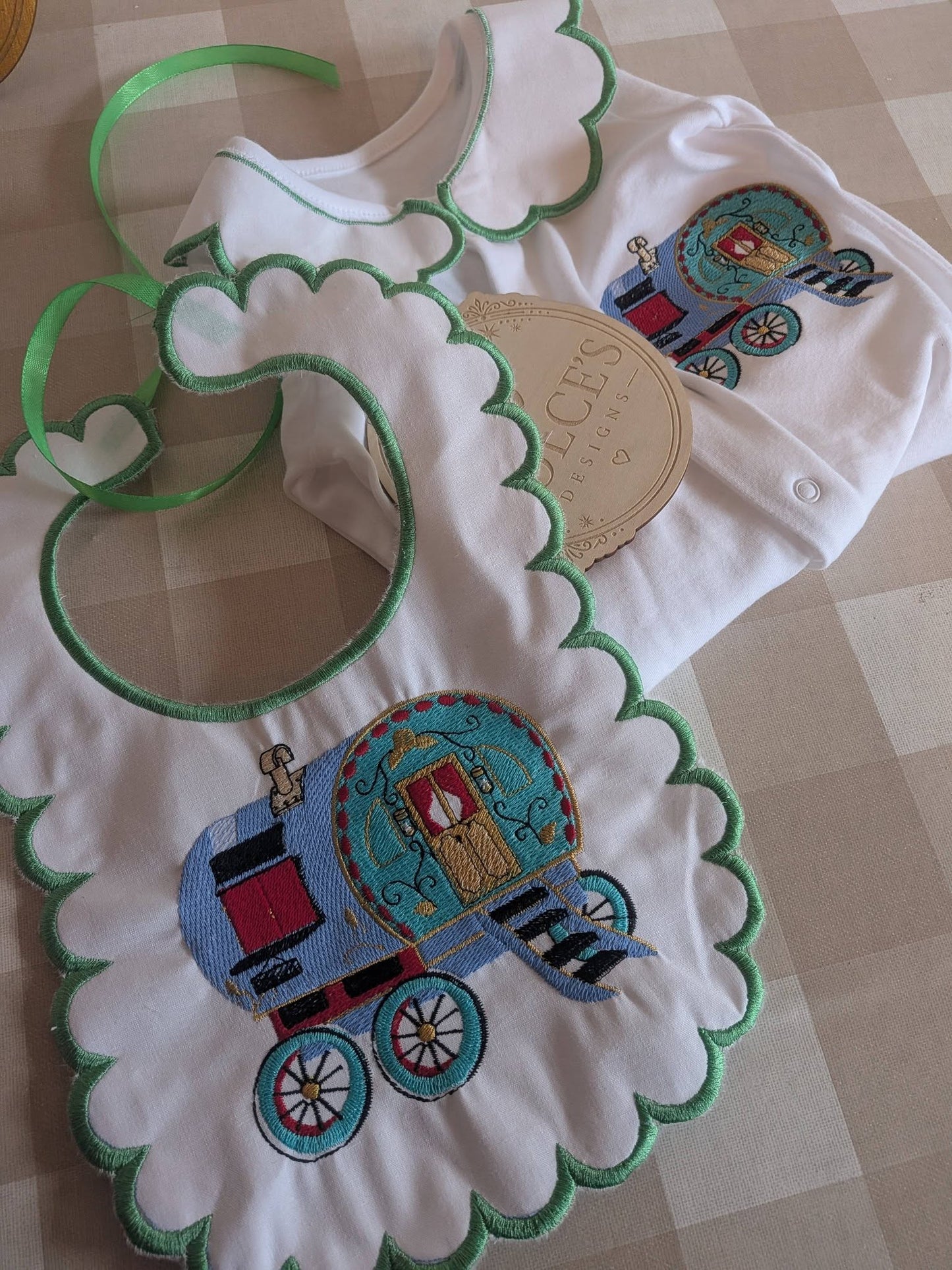 Appleby Horse Fair Inspired Baby Set – Gypsy Vardo Wagon Babygrow & Bib