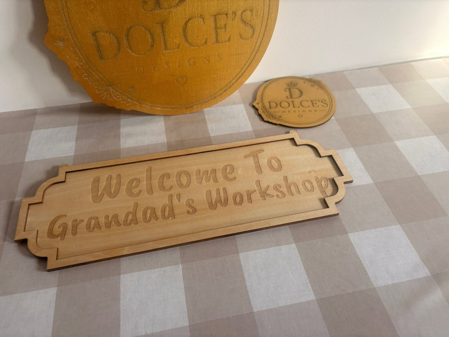 Personalised Workshop Sign – Grandad's Workshop, Dad's Shed, Man Cave Sign | Custom Wooden Door Sign