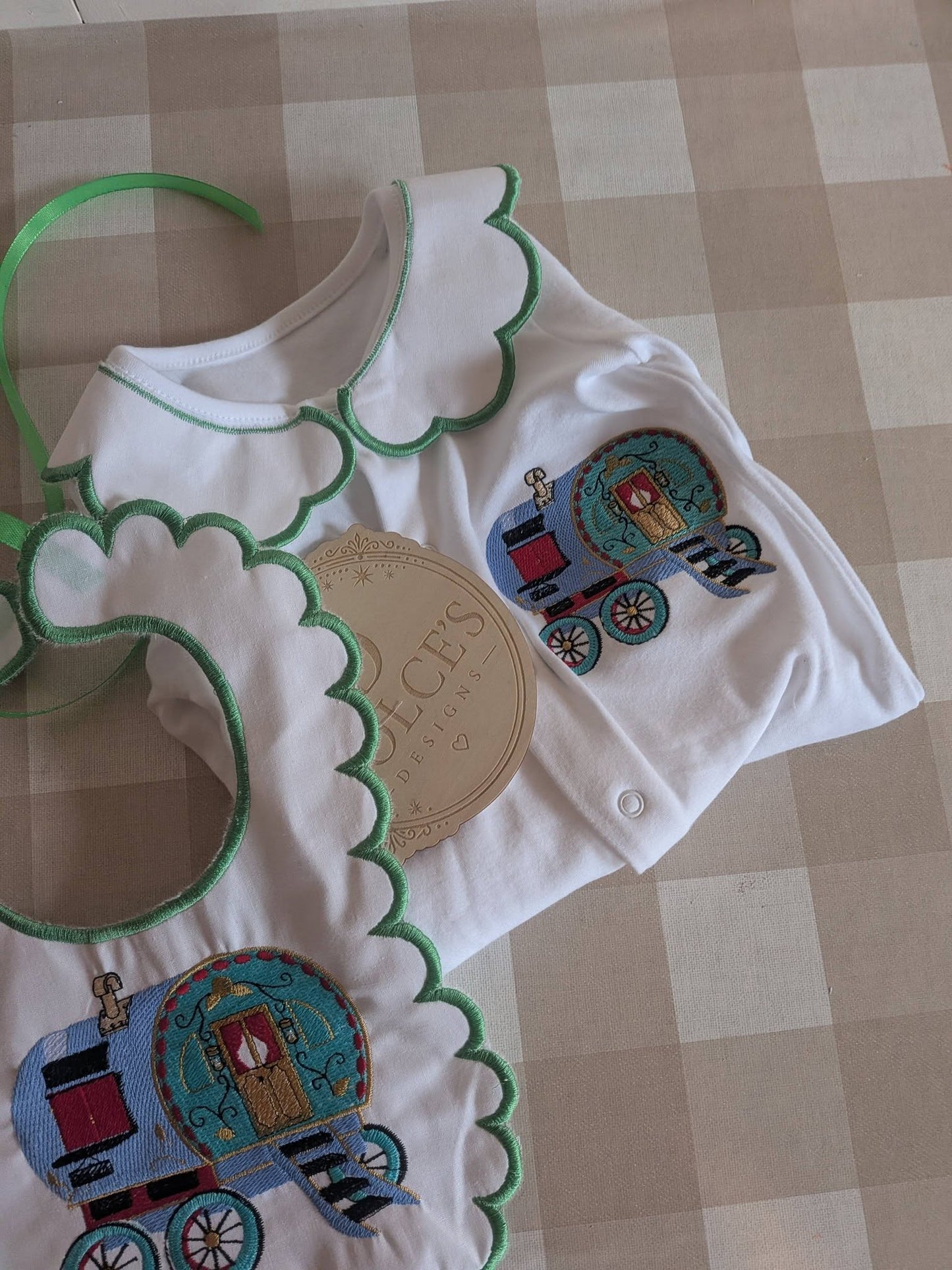 Appleby Horse Fair Inspired Baby Set – Gypsy Vardo Wagon Babygrow & Bib
