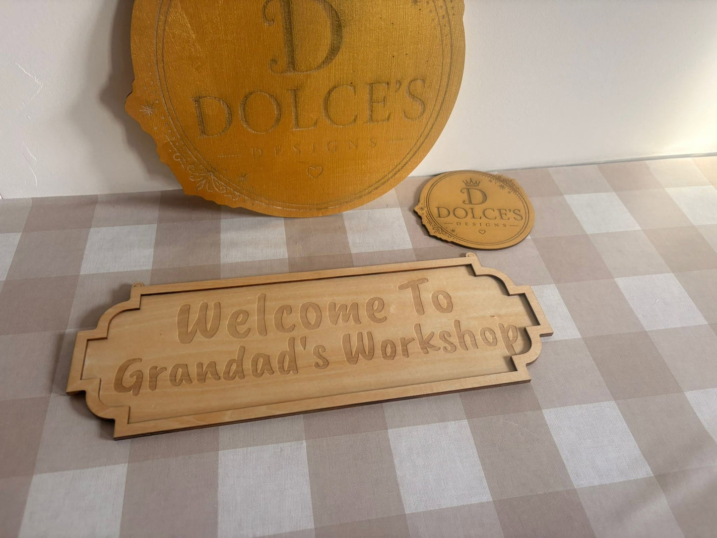 Personalised Workshop Sign – Grandad's Workshop, Dad's Shed, Man Cave Sign | Custom Wooden Door Sign