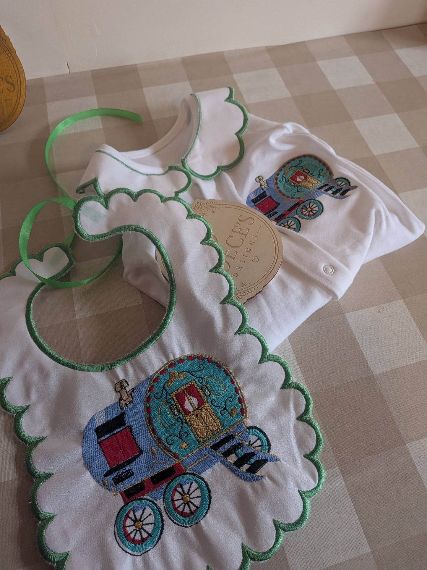 Appleby Horse Fair Inspired Baby Set – Gypsy Vardo Wagon Babygrow & Bib