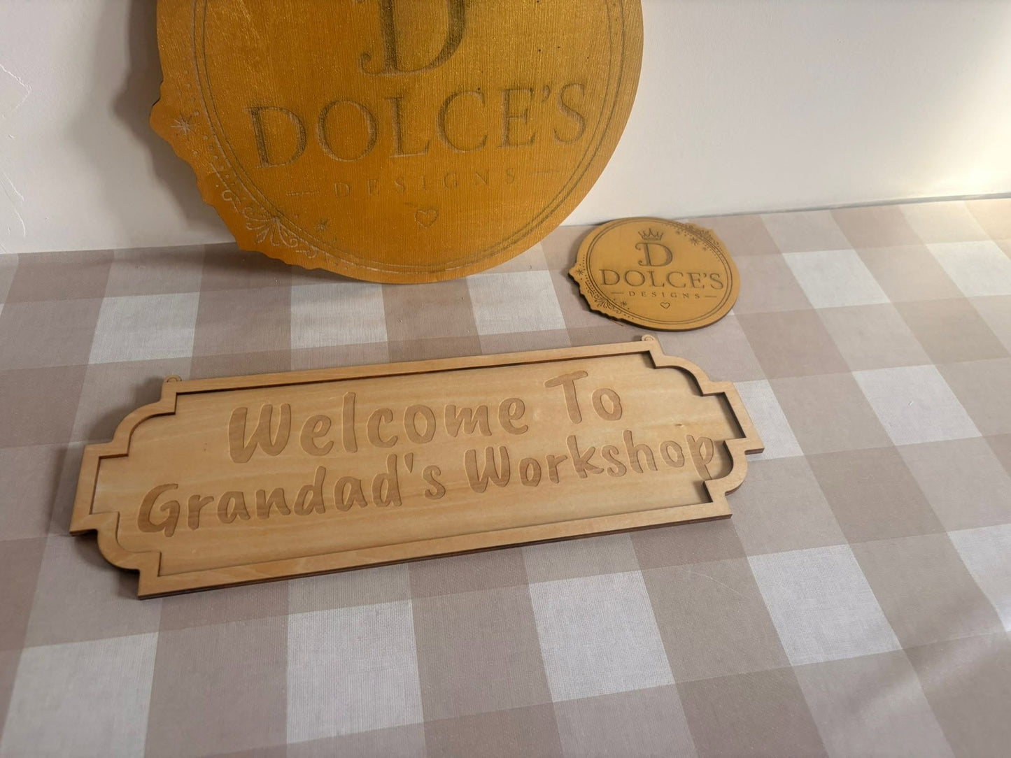 Personalised Workshop Sign – Grandad's Workshop, Dad's Shed, Man Cave Sign | Custom Wooden Door Sign