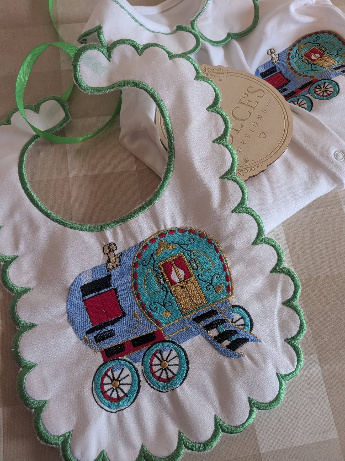 Appleby Horse Fair Inspired Baby Set – Gypsy Vardo Wagon Babygrow & Bib
