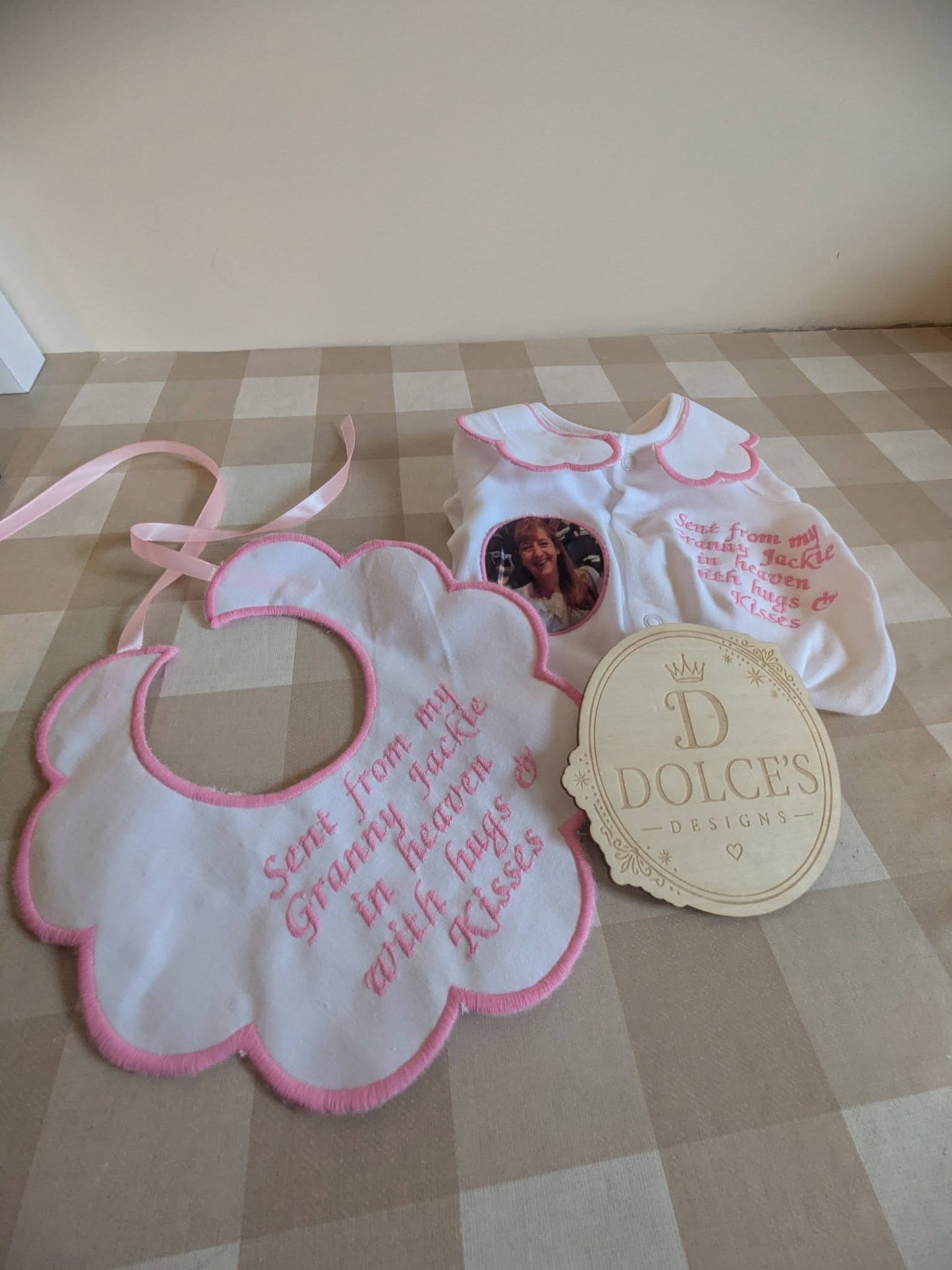 Sent From Heaven Personalised Baby Grow & Bib Set | Memorial Baby Outfit | Photo Baby Grow | Personalised Baby Gift