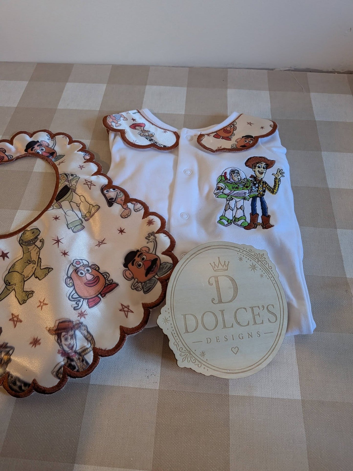 Toy Story 2 Piece Baby Set | Personalised Toy Story Babygrow Bib & Muslin Set