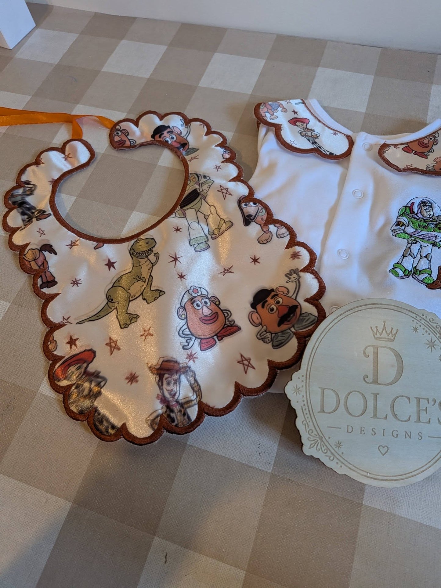 Toy Story 2 Piece Baby Set | Personalised Toy Story Babygrow Bib & Muslin Set