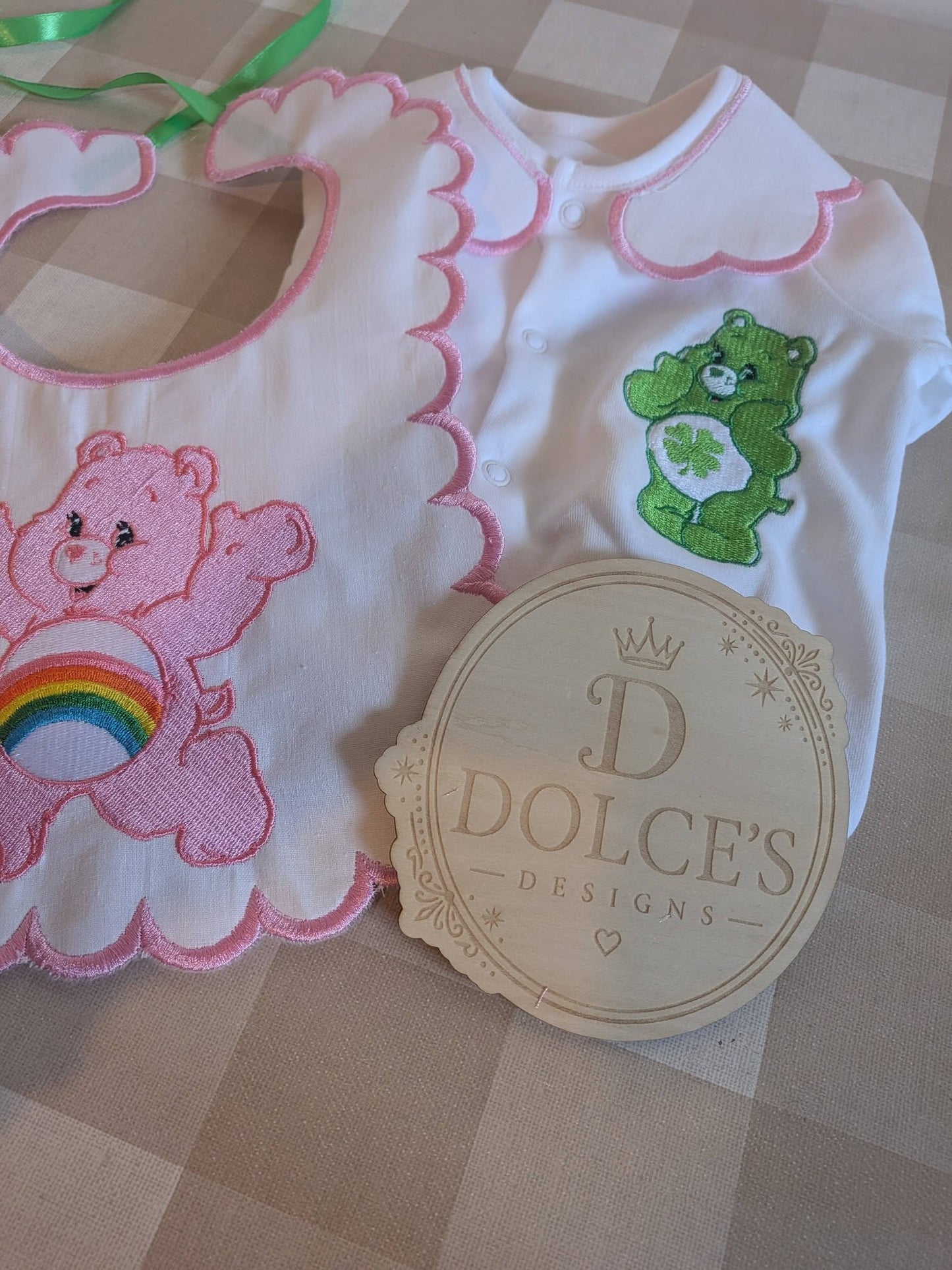 Care Bears Inspired 2 Piece Baby Set | Personalised Baby Grow & Bib Set | Newborn Gift
