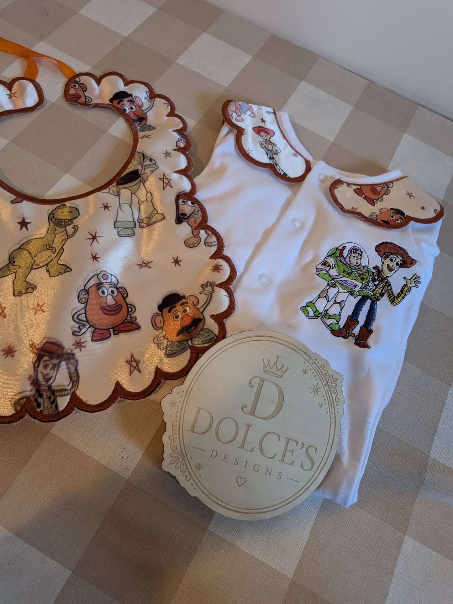 Toy Story 2 Piece Baby Set | Personalised Toy Story Babygrow Bib & Muslin Set