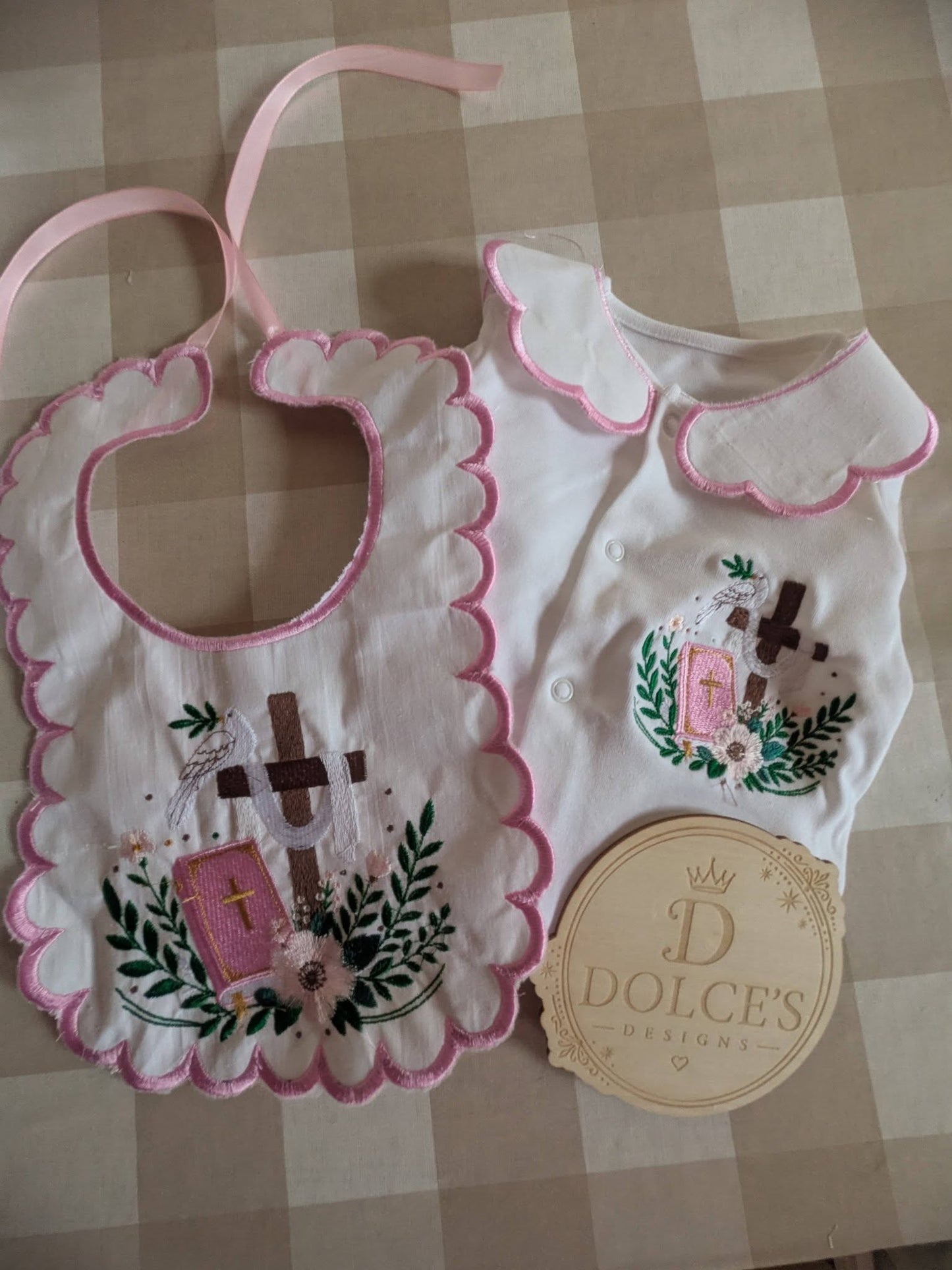 Personalised Christian Baby Grow & Bib Set | Baptism Baby Outfit | Christening Gift | Embroidered Faith Baby Set