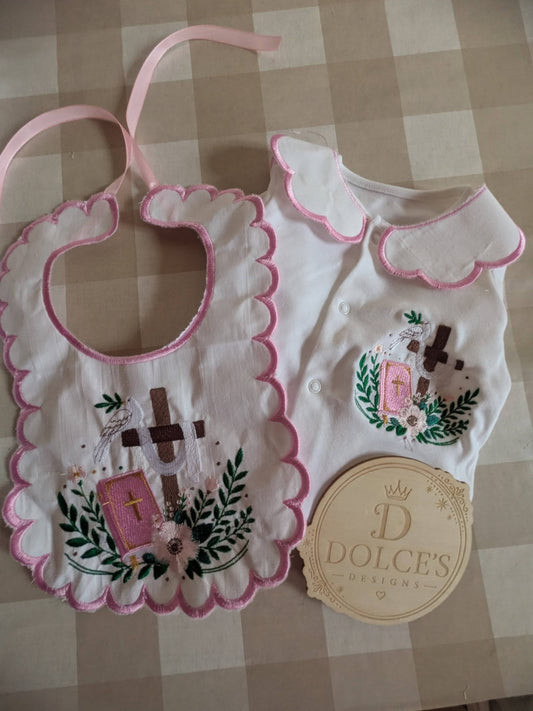 Personalised Christian Baby Grow & Bib Set | Baptism Baby Outfit | Christening Gift | Embroidered Faith Baby Set