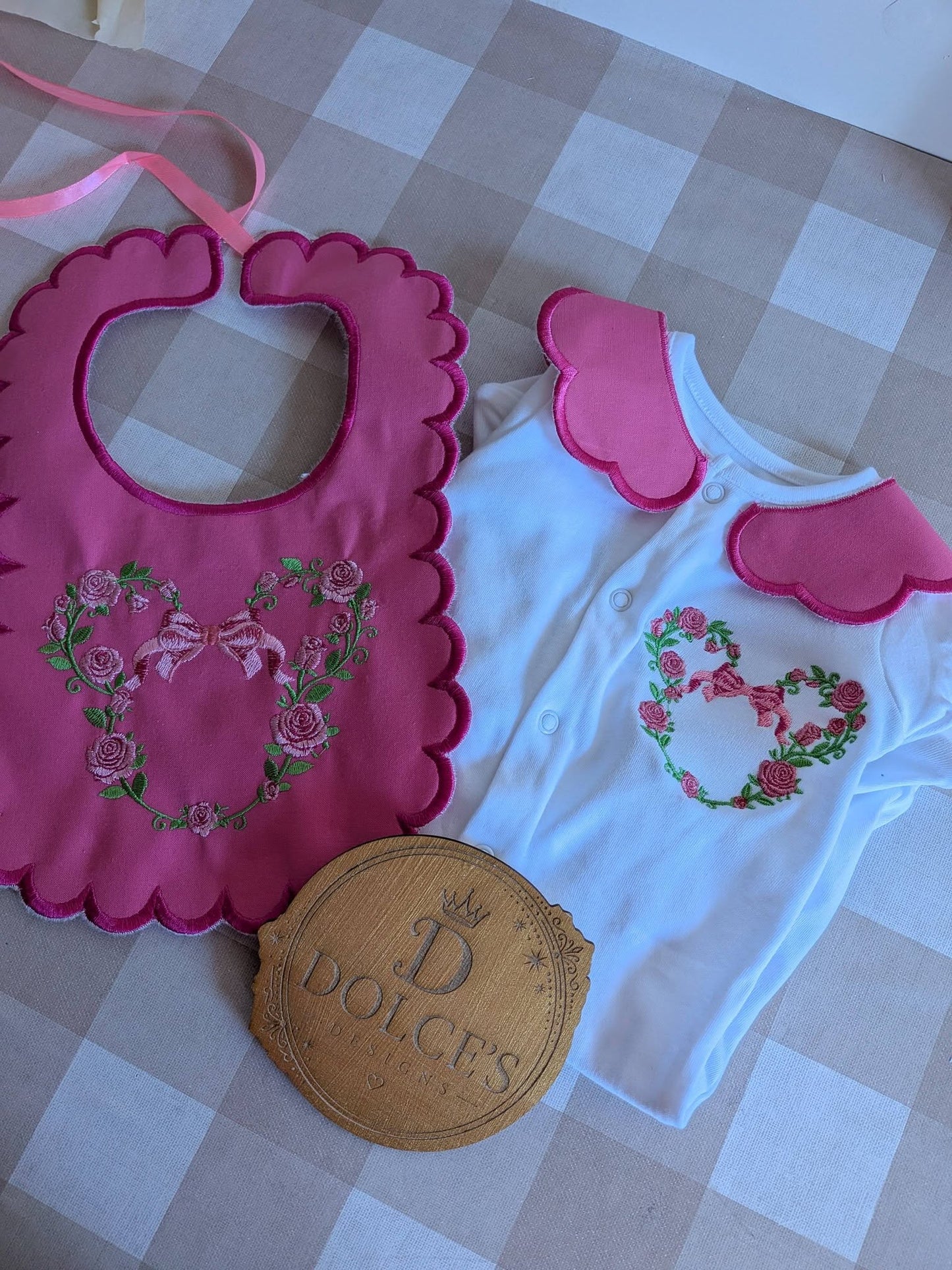 Personalised Minnie Rose Baby Set – Babygrow & Bib | Newborn to 12-18 Months